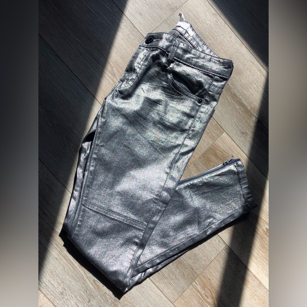Metallic Silver BCBG Skinny Jeans
